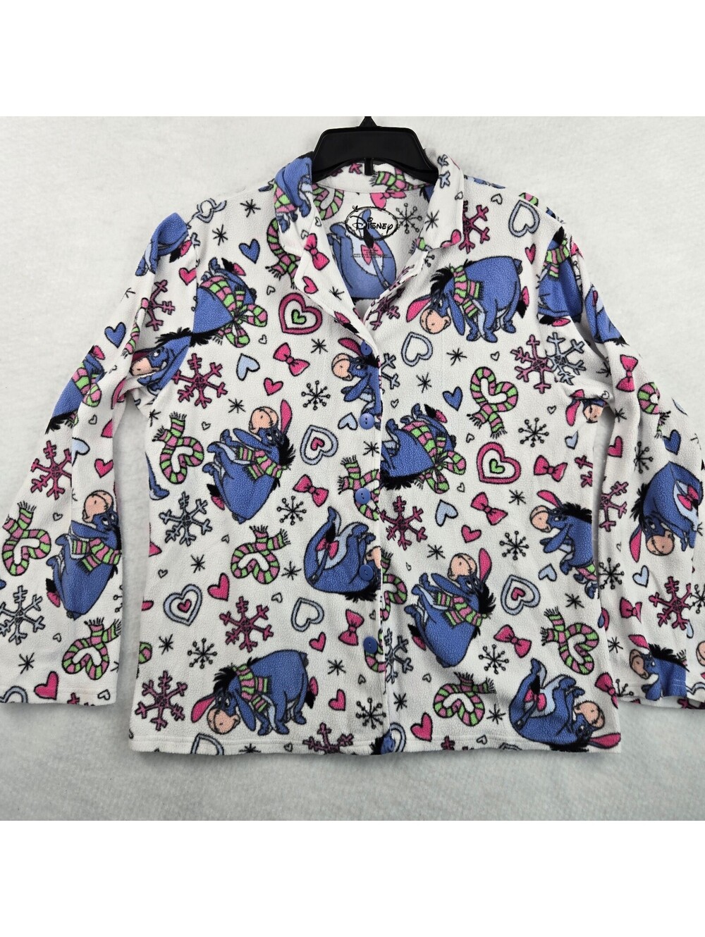 Disney Eeyore Pajama Top Womens XL 16/18 Fleece Button Front Winter Sleepwear - Picture 1 of 9
